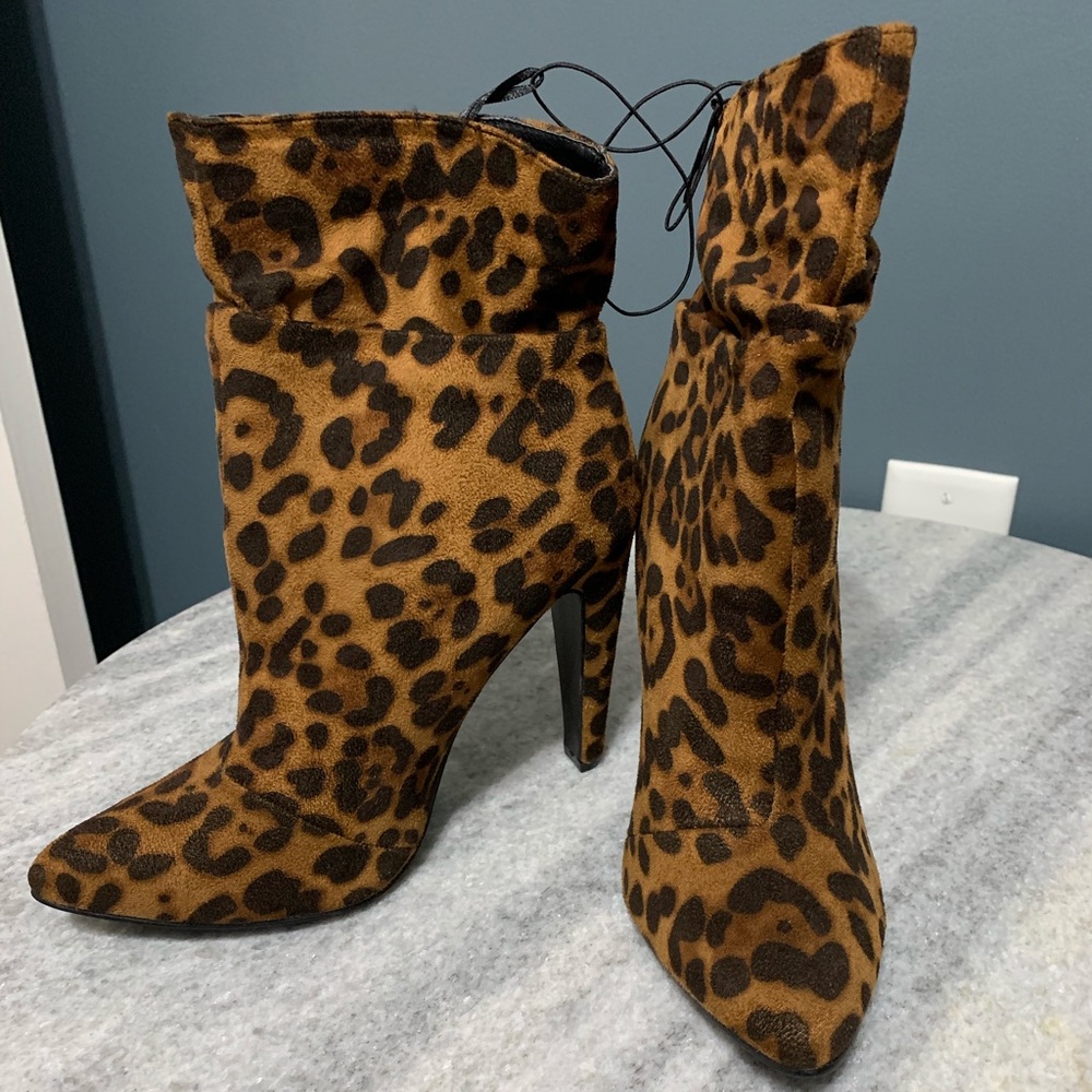 Cheetah print booties